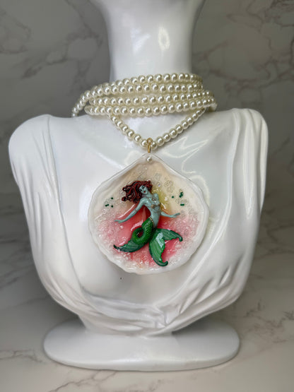 Eurya  Mermaid Sea Shell Necklace  – Mermaid in Shell with UV Resin