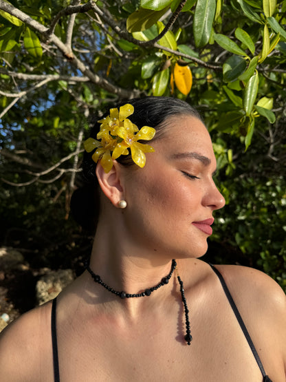 Golden Orchid Noir Necklace