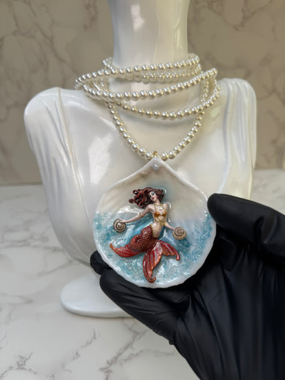 Thursday Ocean Mermaid Necklace | Handmade Seashell Jewelry | Brass Shell Accents | One-of-a-Kind Coastal Art