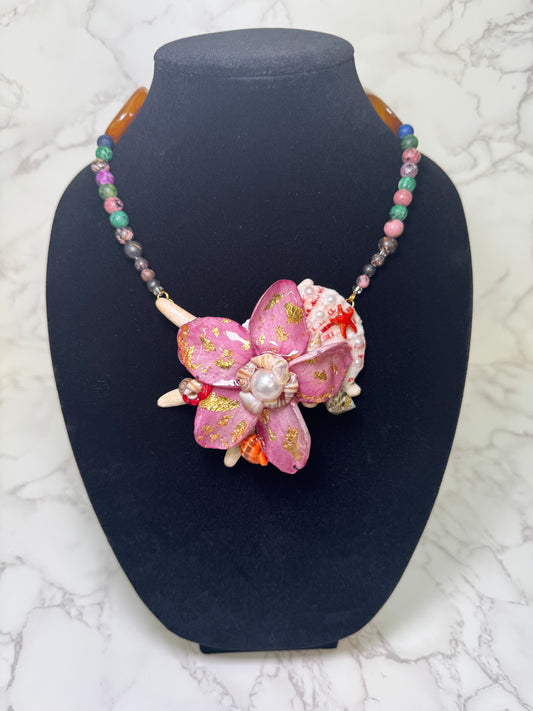Flor del Oceano Natural Starfish Ocean Pendant – Encapsulated in UV Resin with Marine Elements