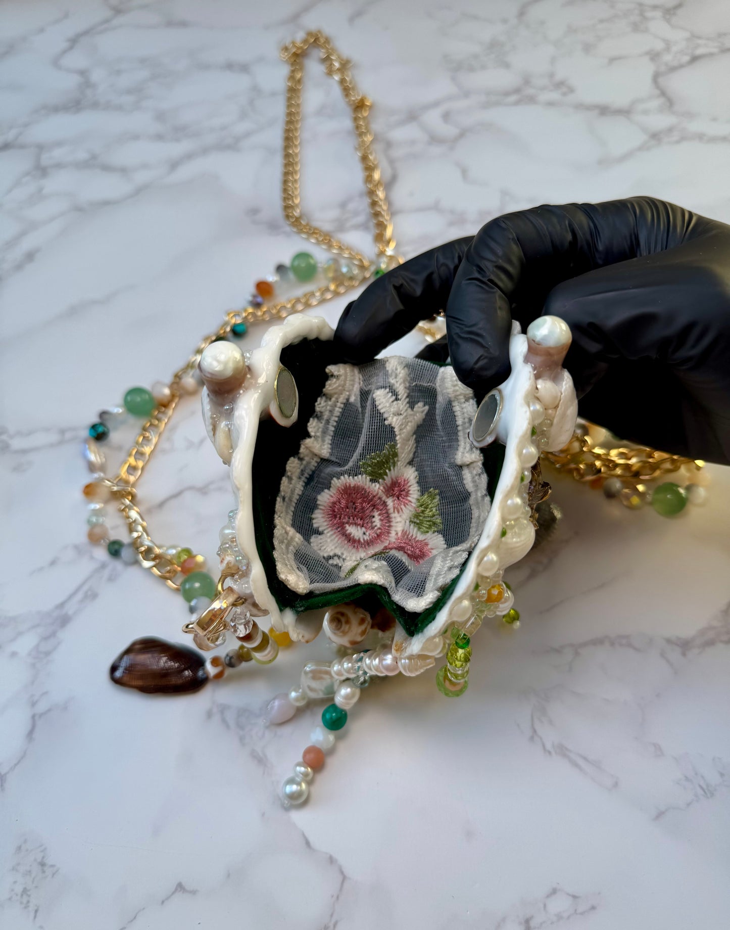 Aqua-Mermaid Seashell Treasure Purse