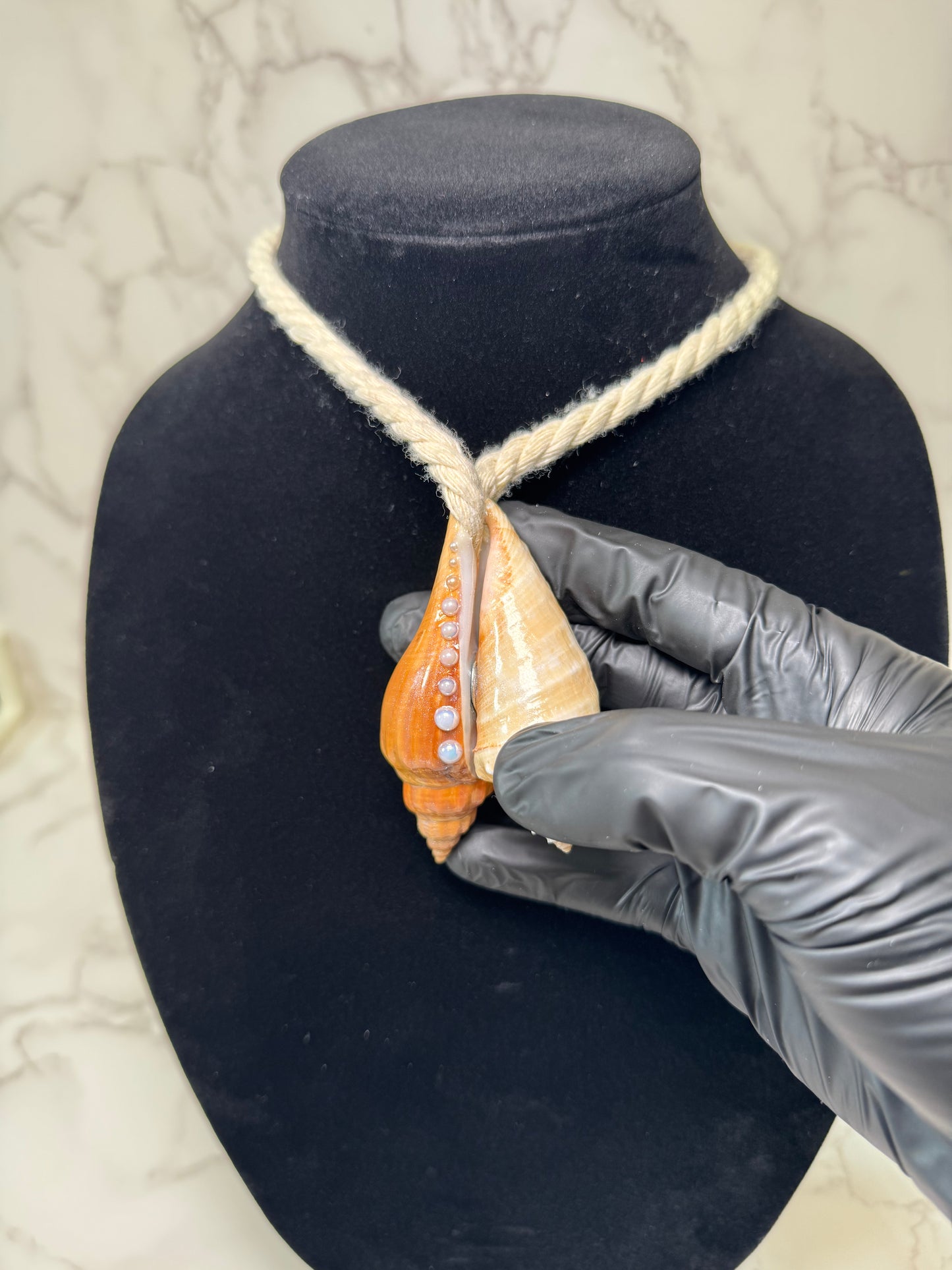 Dual Seashell Pearl Rope Necklace