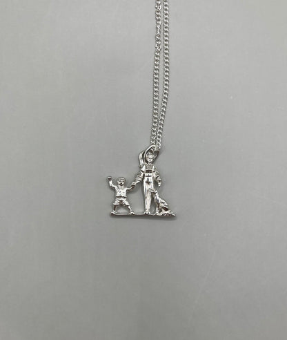 Mom, Son, and dog Necklace, 925 Sterling Silver