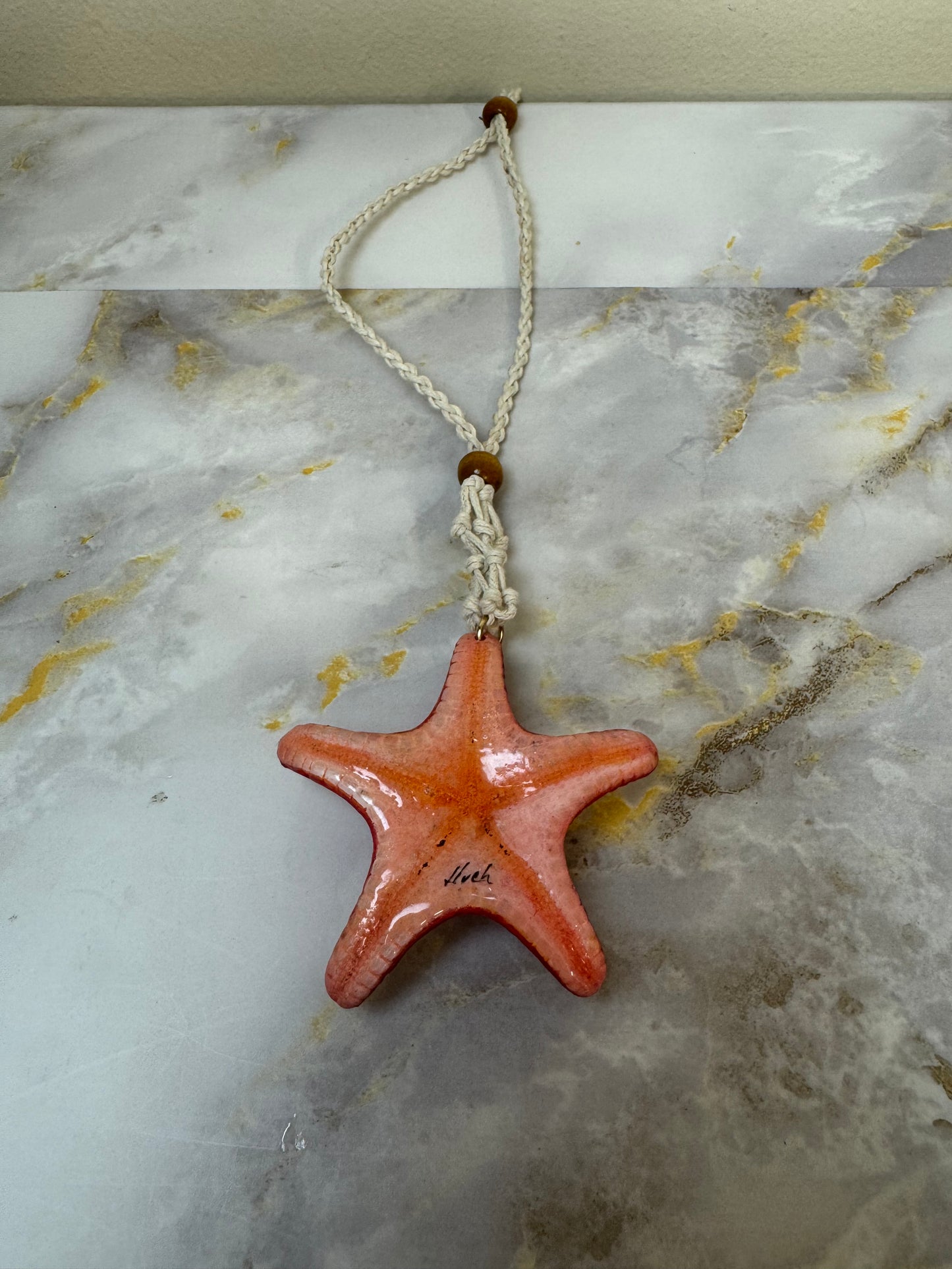 Beautiful Real Starfish Painted Red Necklace, Epoxy Resin Necklace