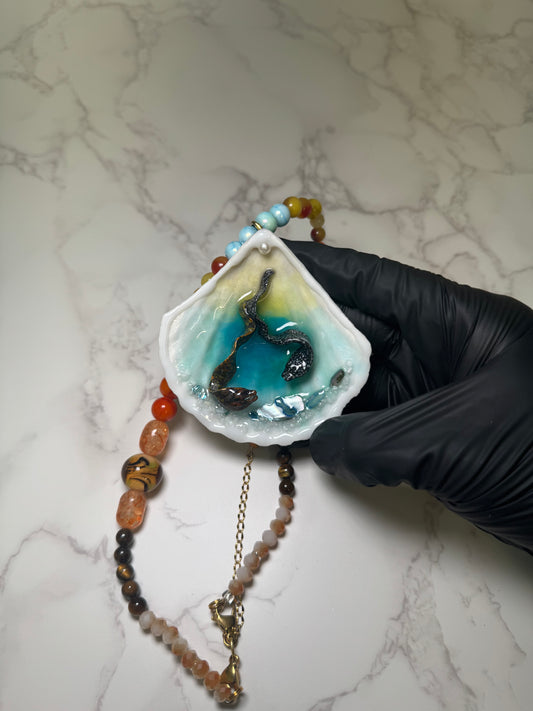 Morenas  Necklace Handmade Necklace Encapsulated in Real Shell with UV Resin Epoxy