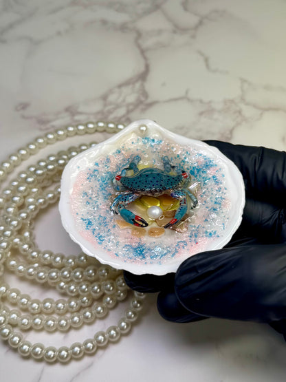 The Blue Jaiba  Shell Necklace - Encapsulated in Real Shell with UV Resin