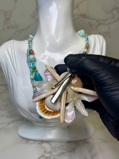 Celeste Real Starfish & Preserved Flower Necklace | Convertible Hair Clip | Handmade Ocean & Botanical Jewelry