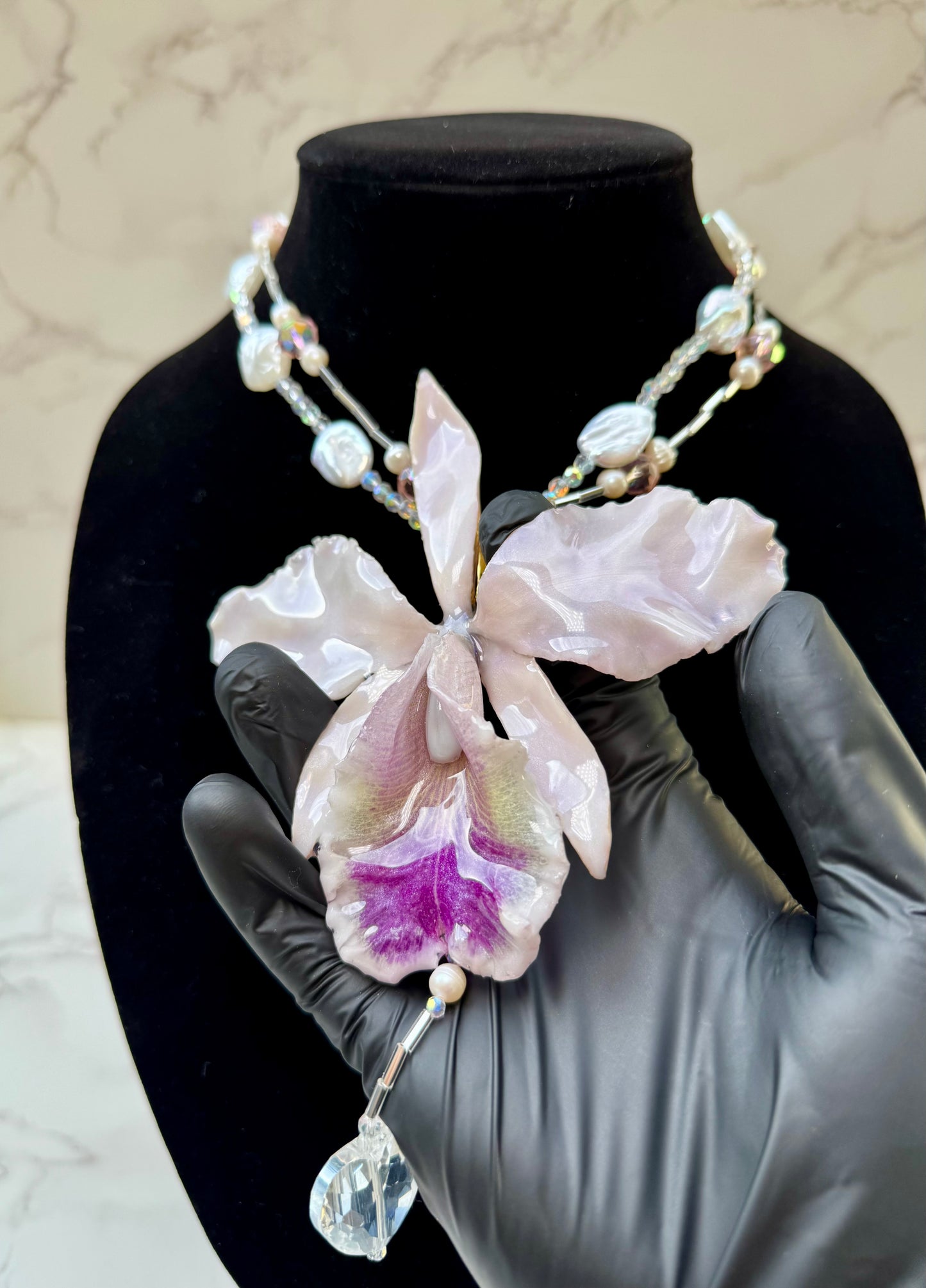 Ivory Cattleya Pearl Necklace