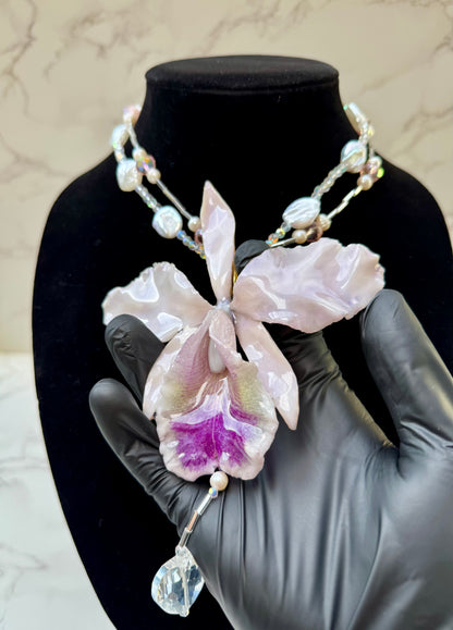 Ivory Cattleya Pearl Necklace