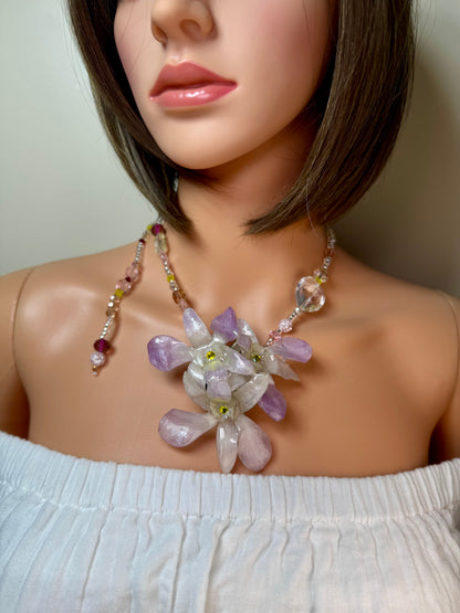 Lya Real Preserved Flower Necklace & Hair Clip | Handmade Botanical Jewelry | Multifunctional Floral Art