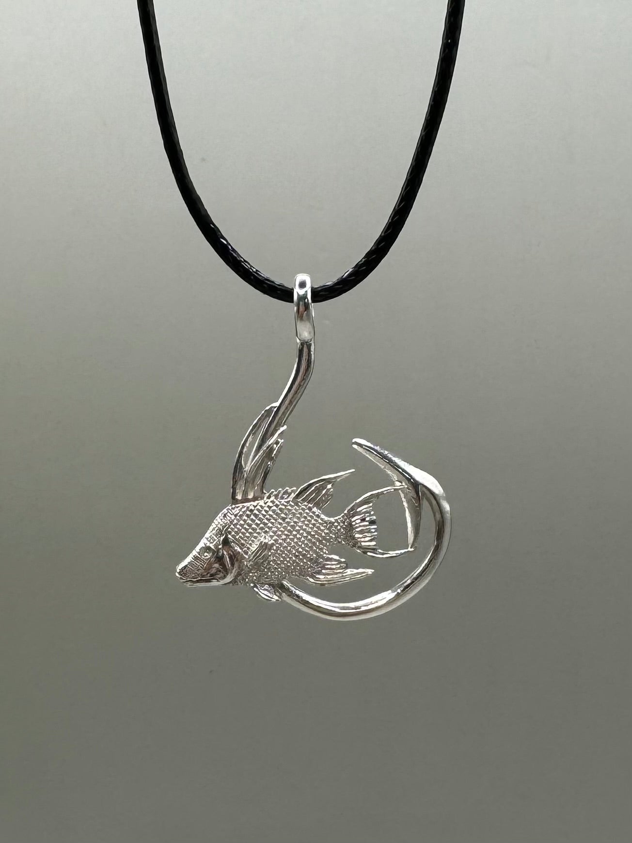 Hogfish And Hook Necklace, 925 Sterling Silver