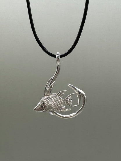 Hogfish And Hook Necklace, 925 Sterling Silver