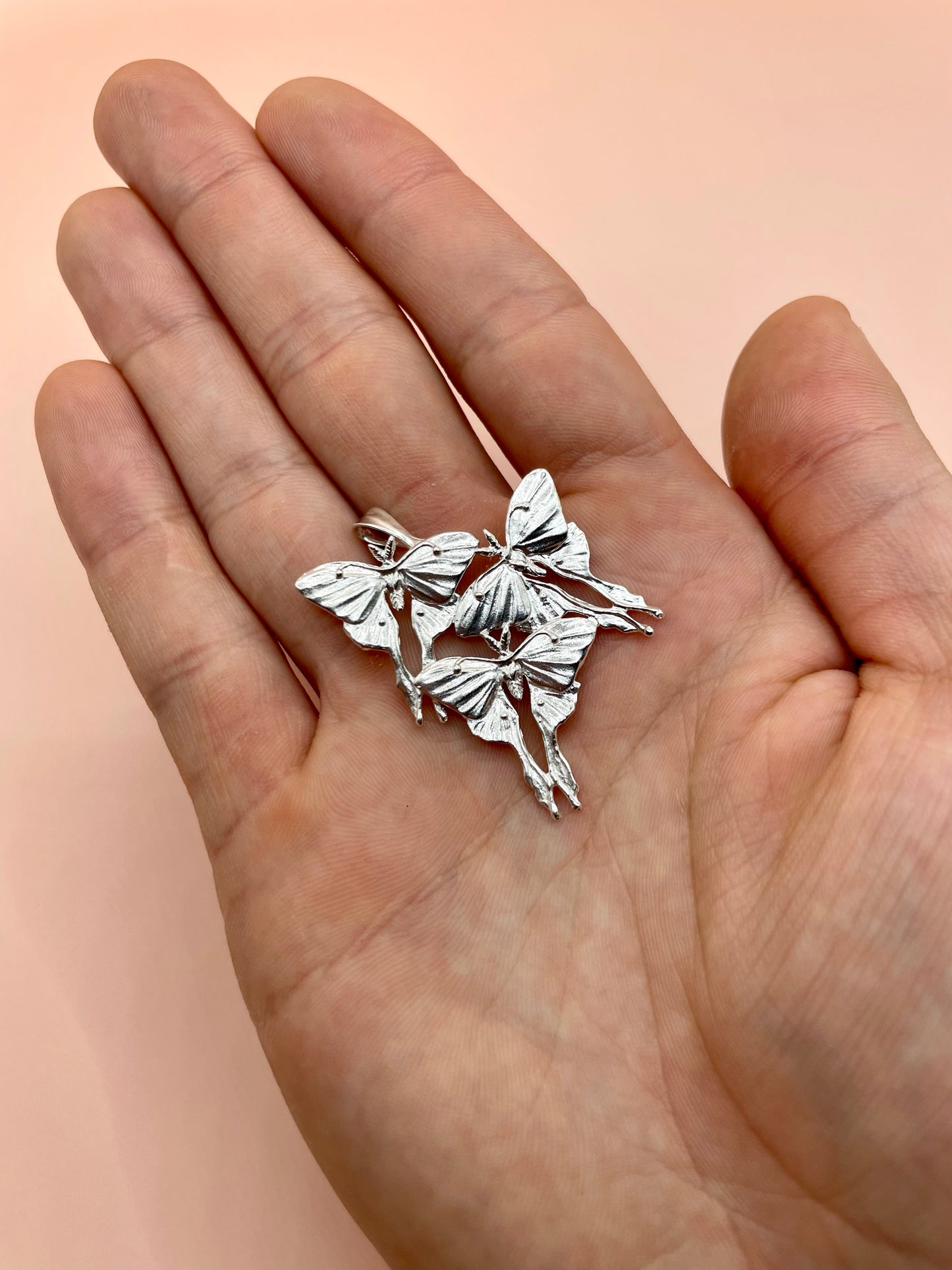 Moonlight Butterflies Pendant, 925 Silver Necklace