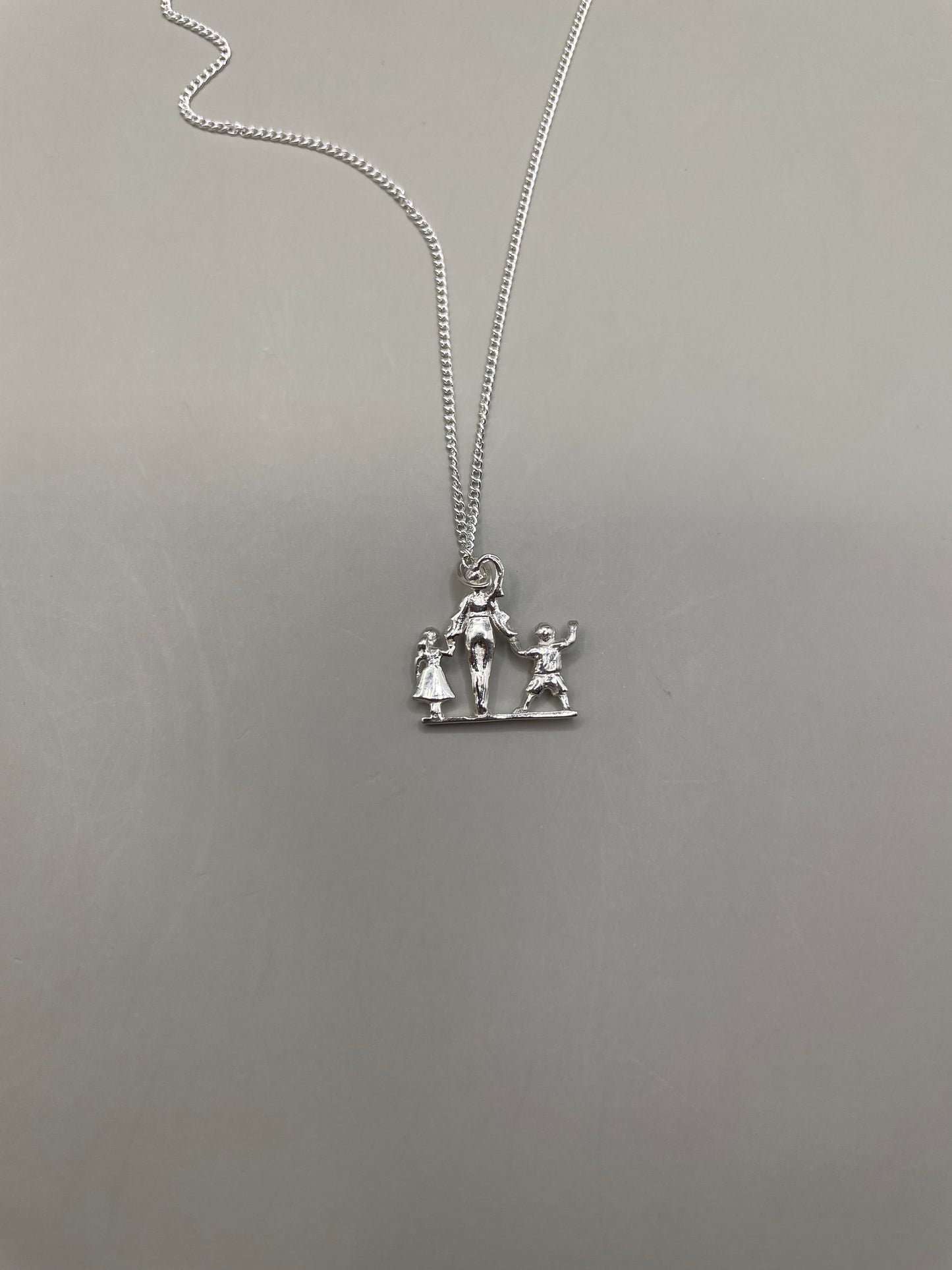 Mom, Daughter, and Son Necklace, 925 Sterling Silver