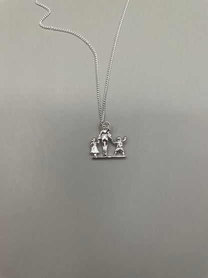 Mom, Daughter, and Son Necklace, 925 Sterling Silver