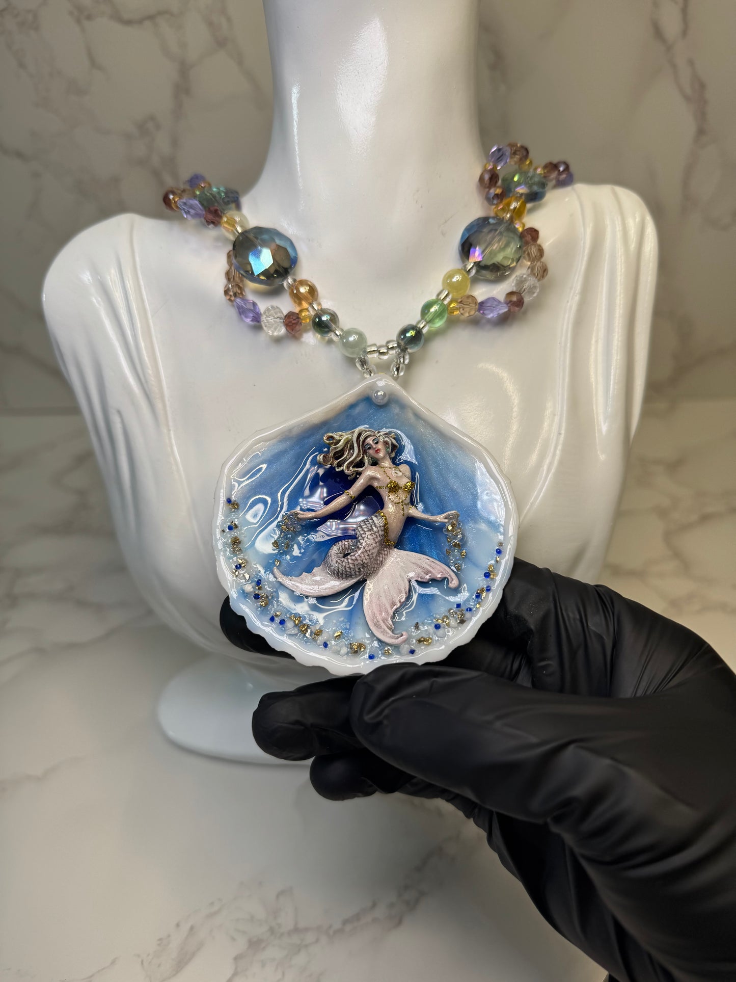 Saturday Ocean Mermaid Necklace | Handmade Seashell Jewelry | Brass Shell Accents | One-of-a-Kind Coastal Art