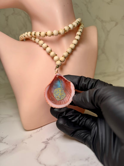 Light Single Sting Ray Handmade Stingray Necklace Encapsulated in Real Shell with UV Resin