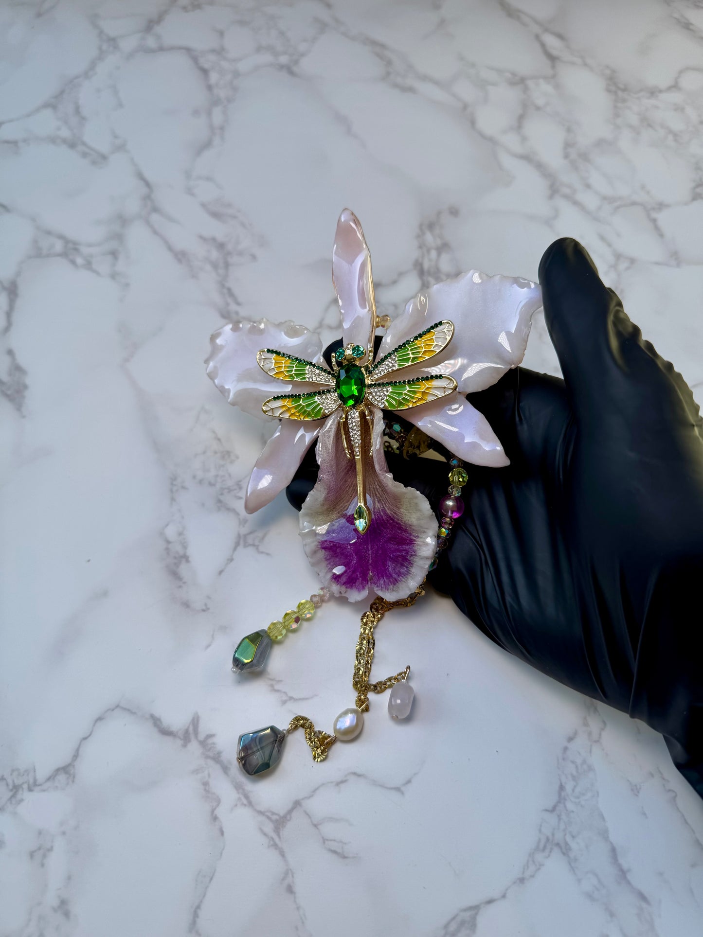 Cattleya Dragonfly Elegance Necklace