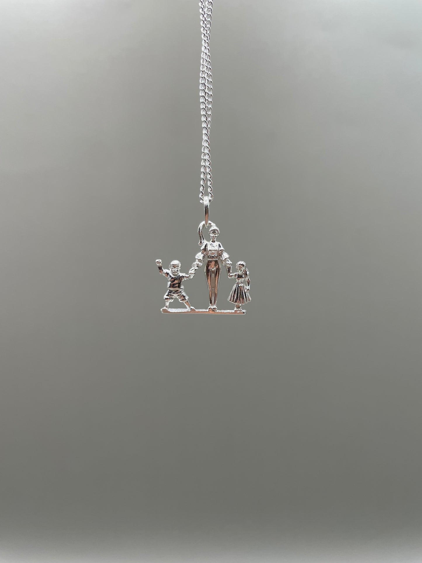 Mom, Daughter, and Son Necklace, 925 Sterling Silver