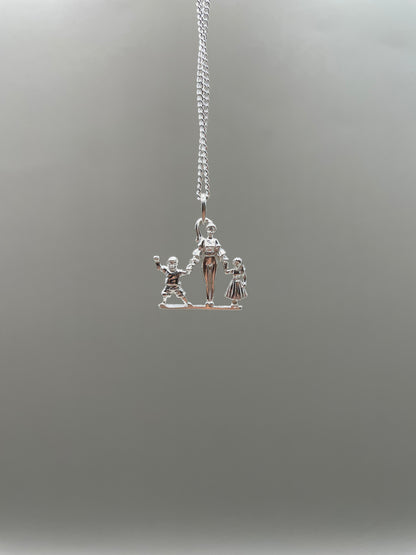 Mom, Daughter, and Son Necklace, 925 Sterling Silver