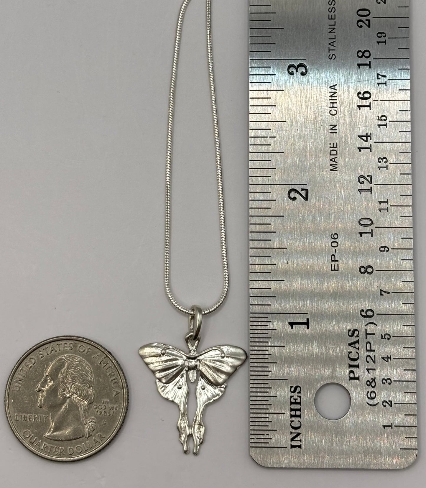 Mini Moonlight Butterfly, Handcrafted Pendant in 925 Sterling Silver, Unique Elegant Design for Mermaid Lovers