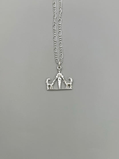 Mother and Dogs Necklace, 925 Sterling Silver