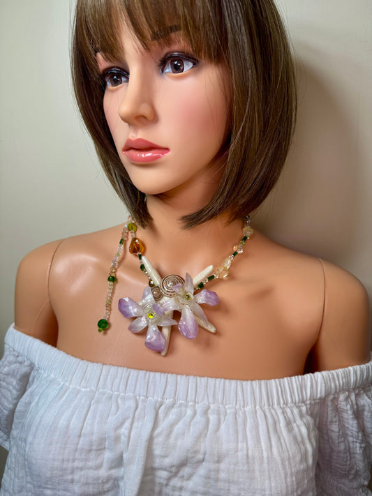 May Real Starfish & Preserved Flower Necklace | Convertible Hair Clip | Handmade Ocean & Botanical Jewelry