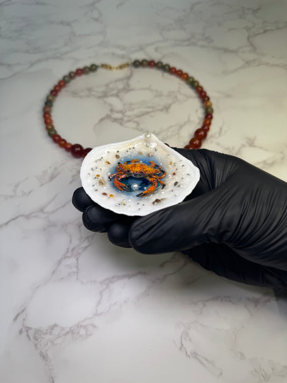 The Yellow  Jaiba  Shell Necklace - Encapsulated in Real Shell with UV Resin