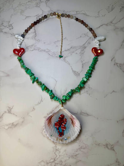 Cute Couple Seahorse Necklace Resin‑Encased Shell Collection Shell Necklaces, Epoxy Resin Necklace