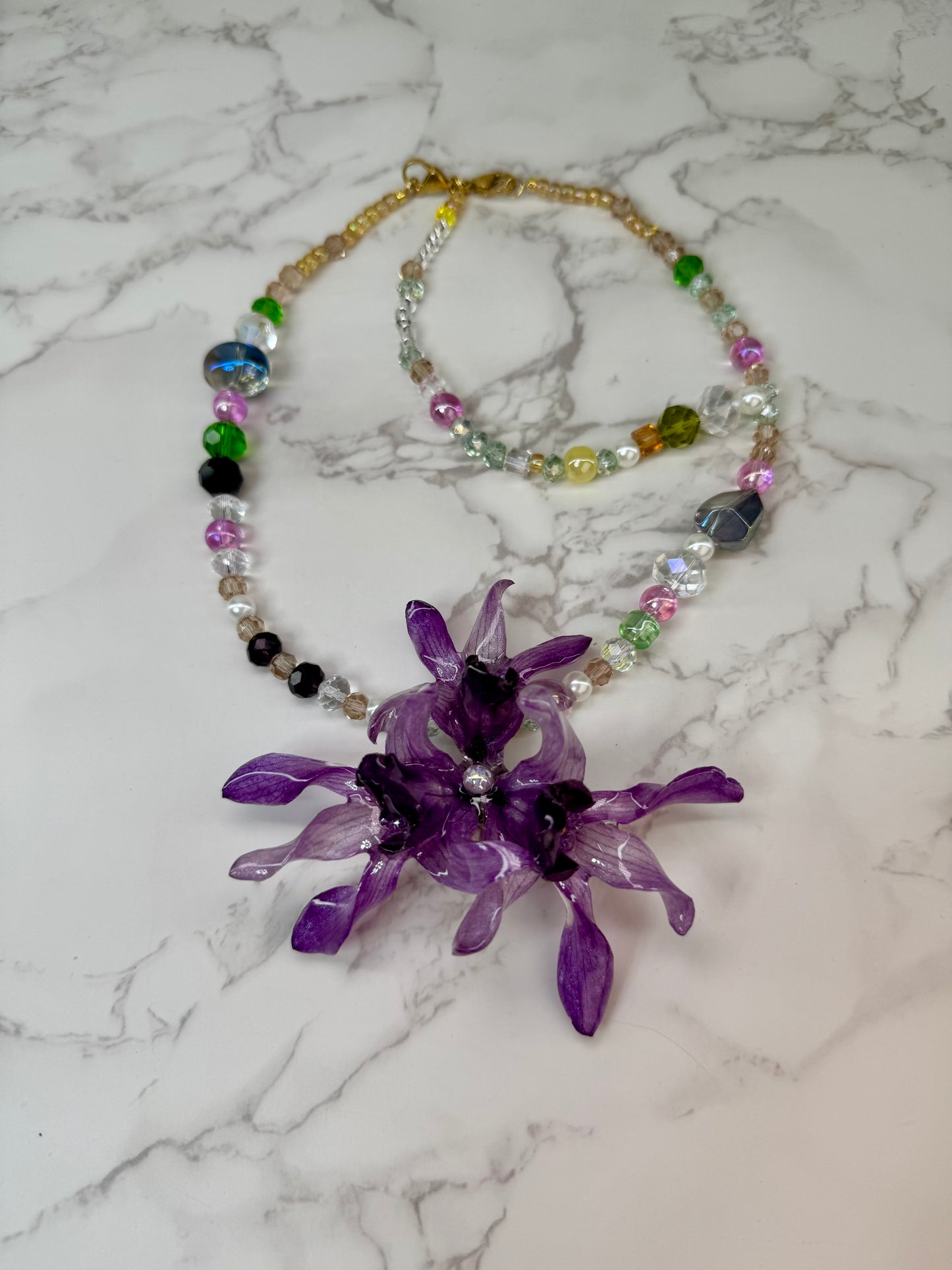 Marie Real Preserved Flower Necklace & Hair Clip | Handmade Botanical Jewelry | Multifunctional Floral Art