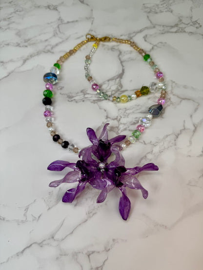 Marie Real Preserved Flower Necklace & Hair Clip | Handmade Botanical Jewelry | Multifunctional Floral Art