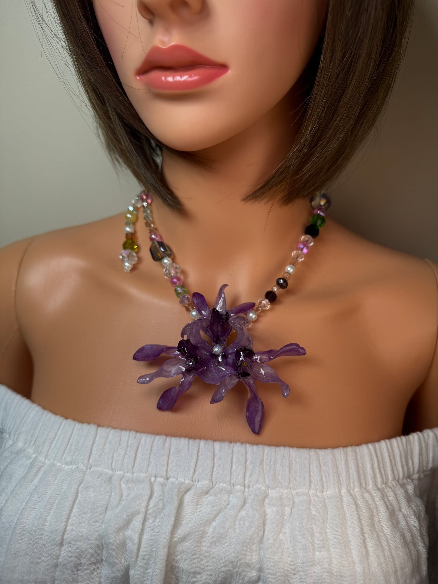 Marie Real Preserved Flower Necklace & Hair Clip | Handmade Botanical Jewelry | Multifunctional Floral Art