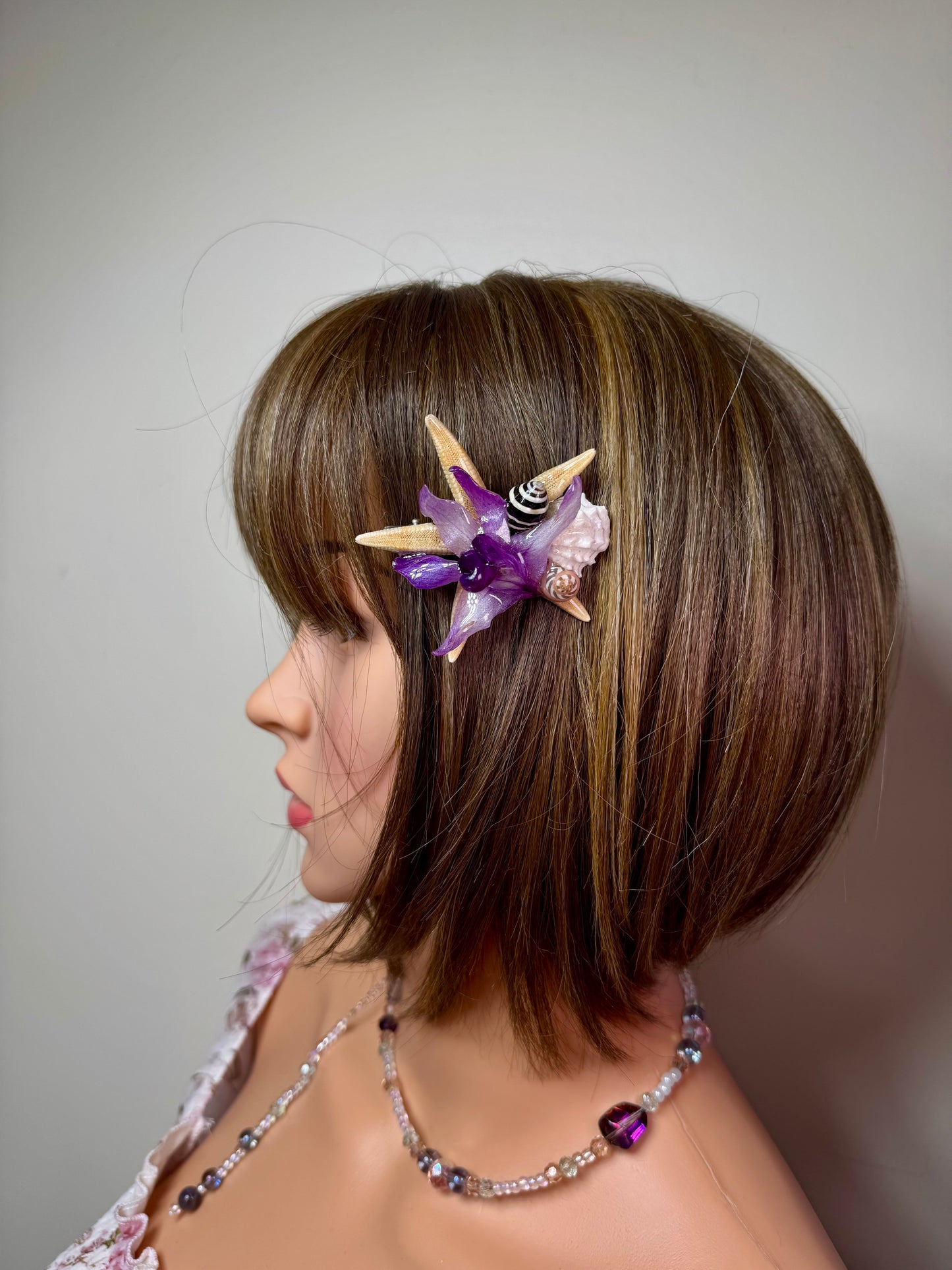 Amelia Real Starfish & Preserved Flower Necklace | Convertible Hair Clip | Handmade Ocean & Botanical Jewelry
