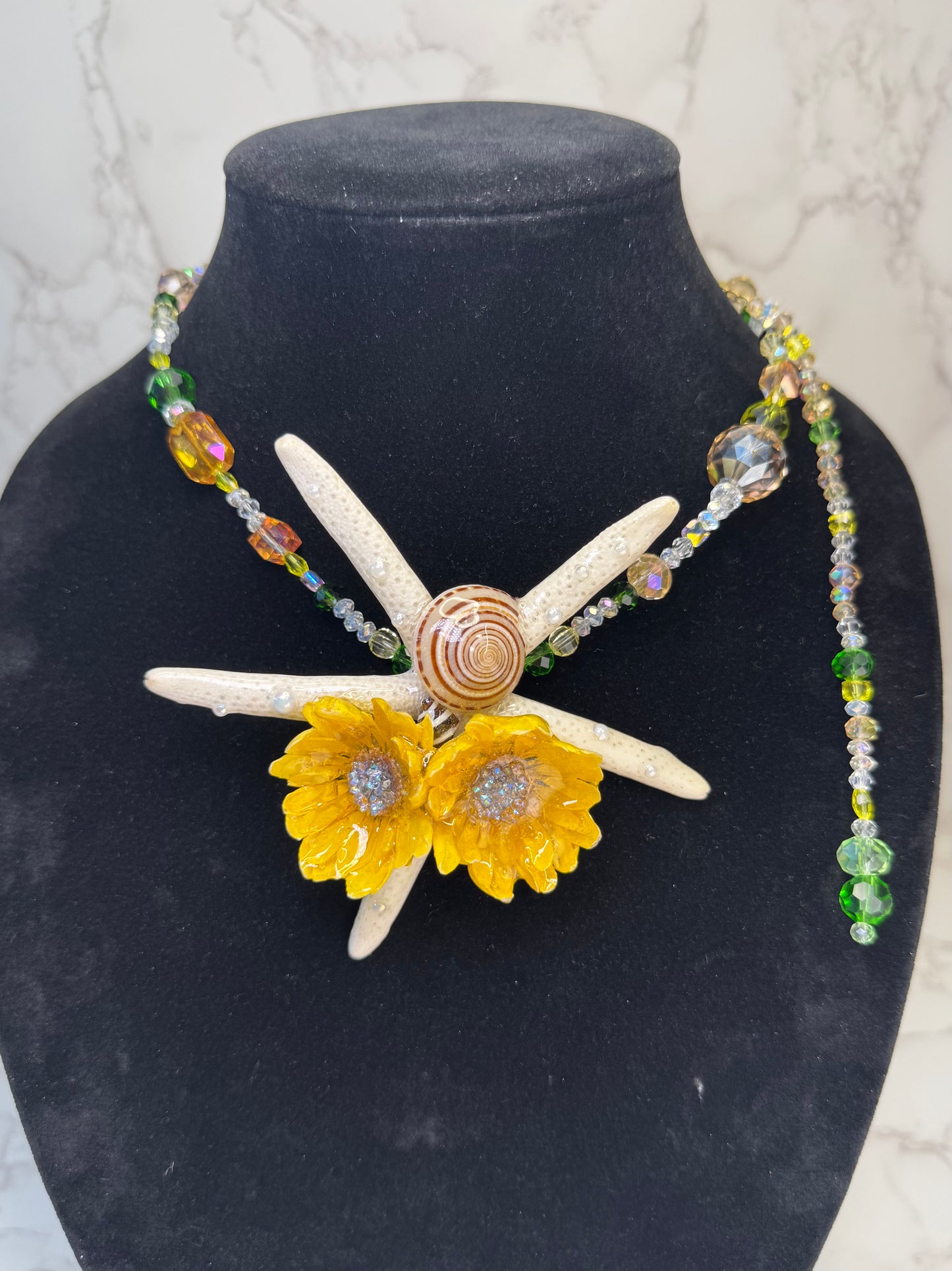 January Real Starfish & Preserved Flower Necklace | Convertible Hair Clip | Handmade Ocean & Botanical Jewelry