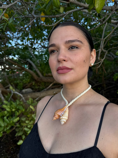 Dual Seashell Pearl Rope Necklace