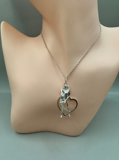 Eternal Love: 925 Sterling Silver Couple Pendant Necklace Love Necklace,  Couple Necklace