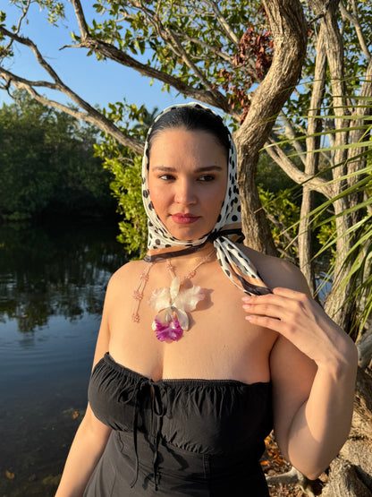 Blush Crystal Cattleya White & Light Purple Cattleya Orchid Necklace – Clear & Pink Crystal Beaded Jewelry