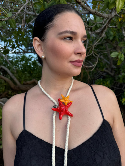 Coral Starfish Rope Necklace