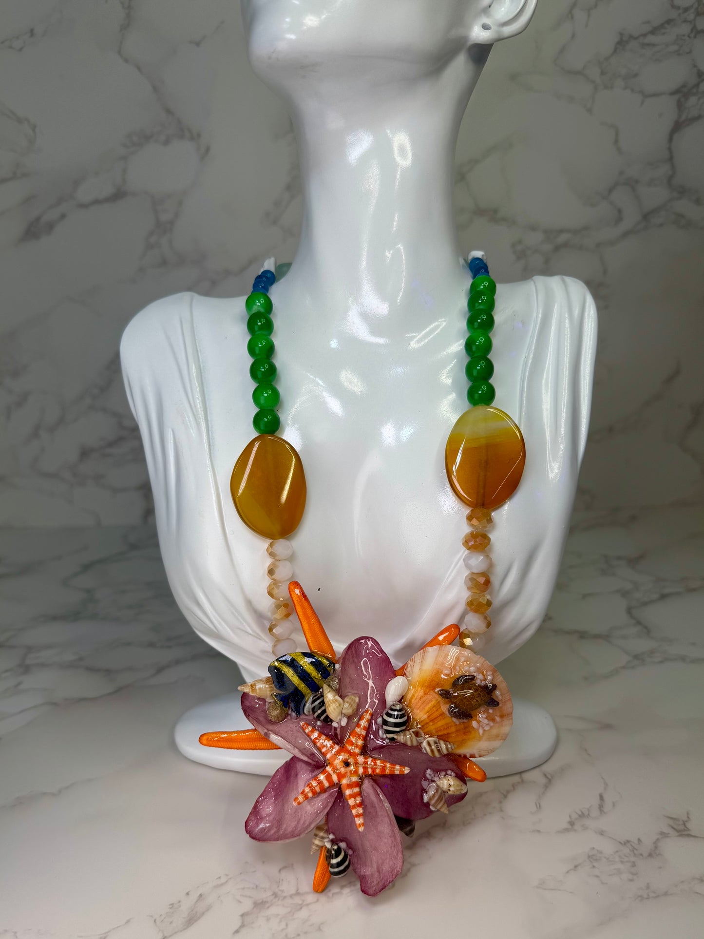 Pomegranate Flower Ocean Necklace