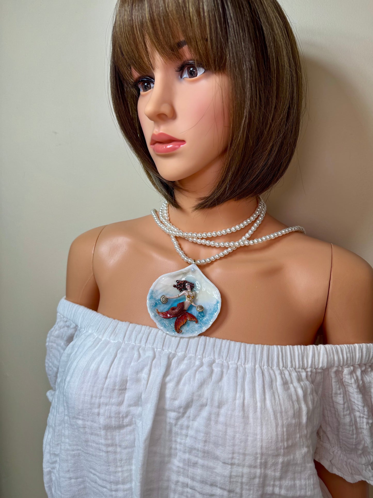 Thursday Ocean Mermaid Necklace | Handmade Seashell Jewelry | Brass Shell Accents | One-of-a-Kind Coastal Art