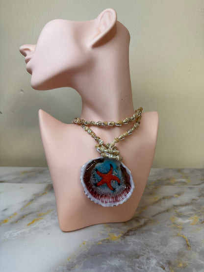 Cute StarFish Necklace Resin‑Encased Shell Collection Shell Necklaces, Epoxy Resin Necklace