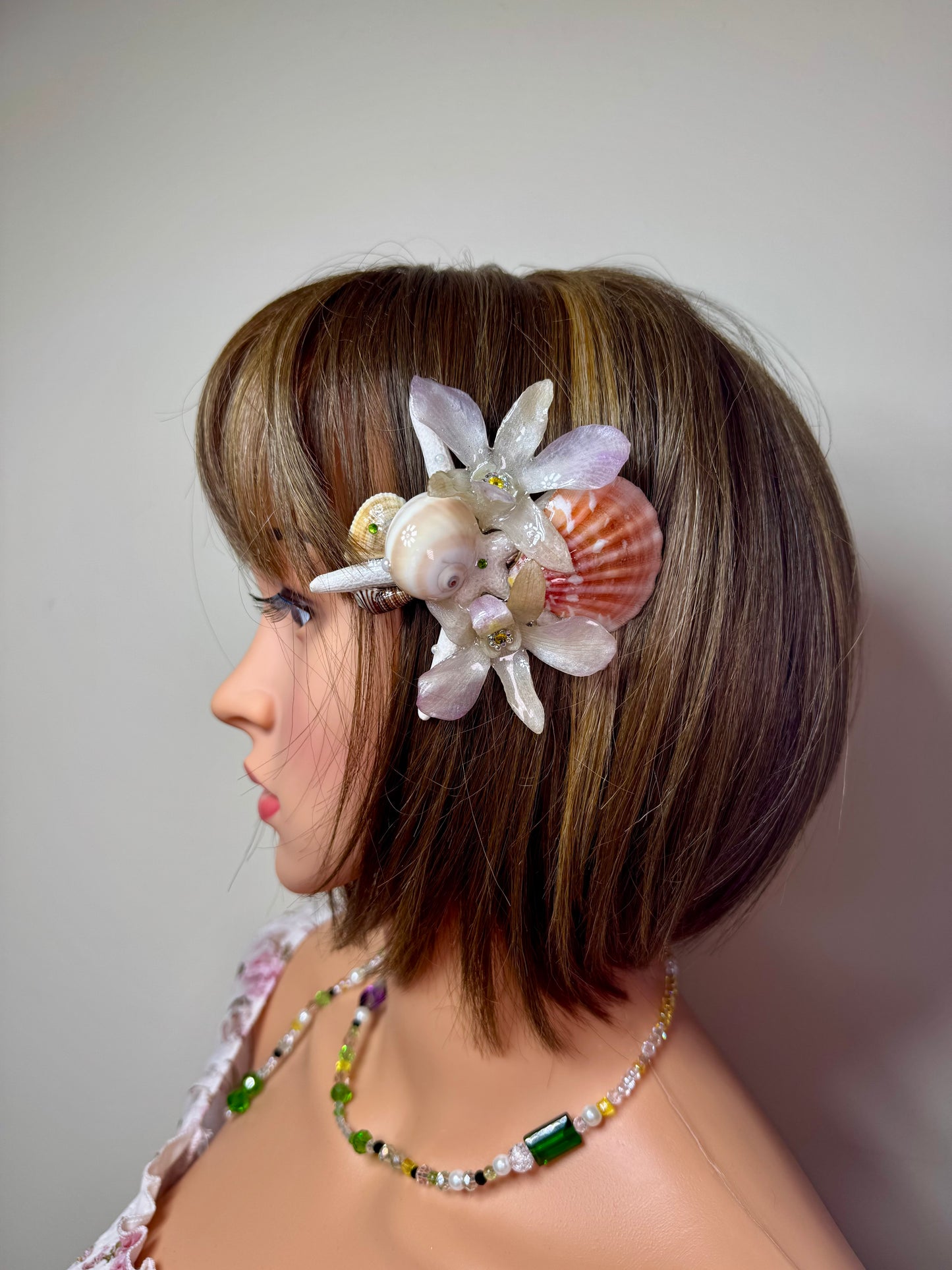 Valentina Real Starfish & Preserved Flower Necklace | Convertible Hair Clip | Handmade Ocean & Botanical Jewelry