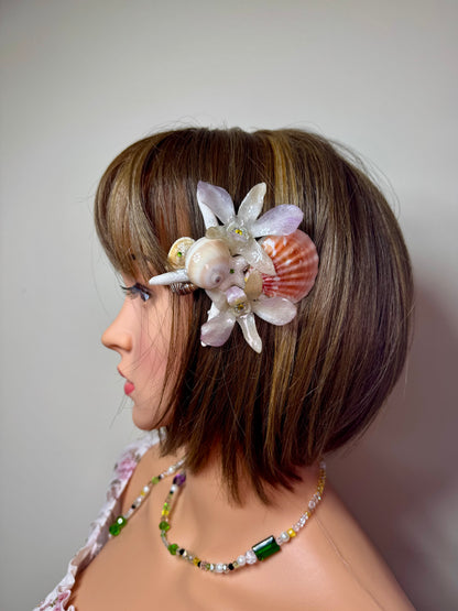 Valentina Real Starfish & Preserved Flower Necklace | Convertible Hair Clip | Handmade Ocean & Botanical Jewelry