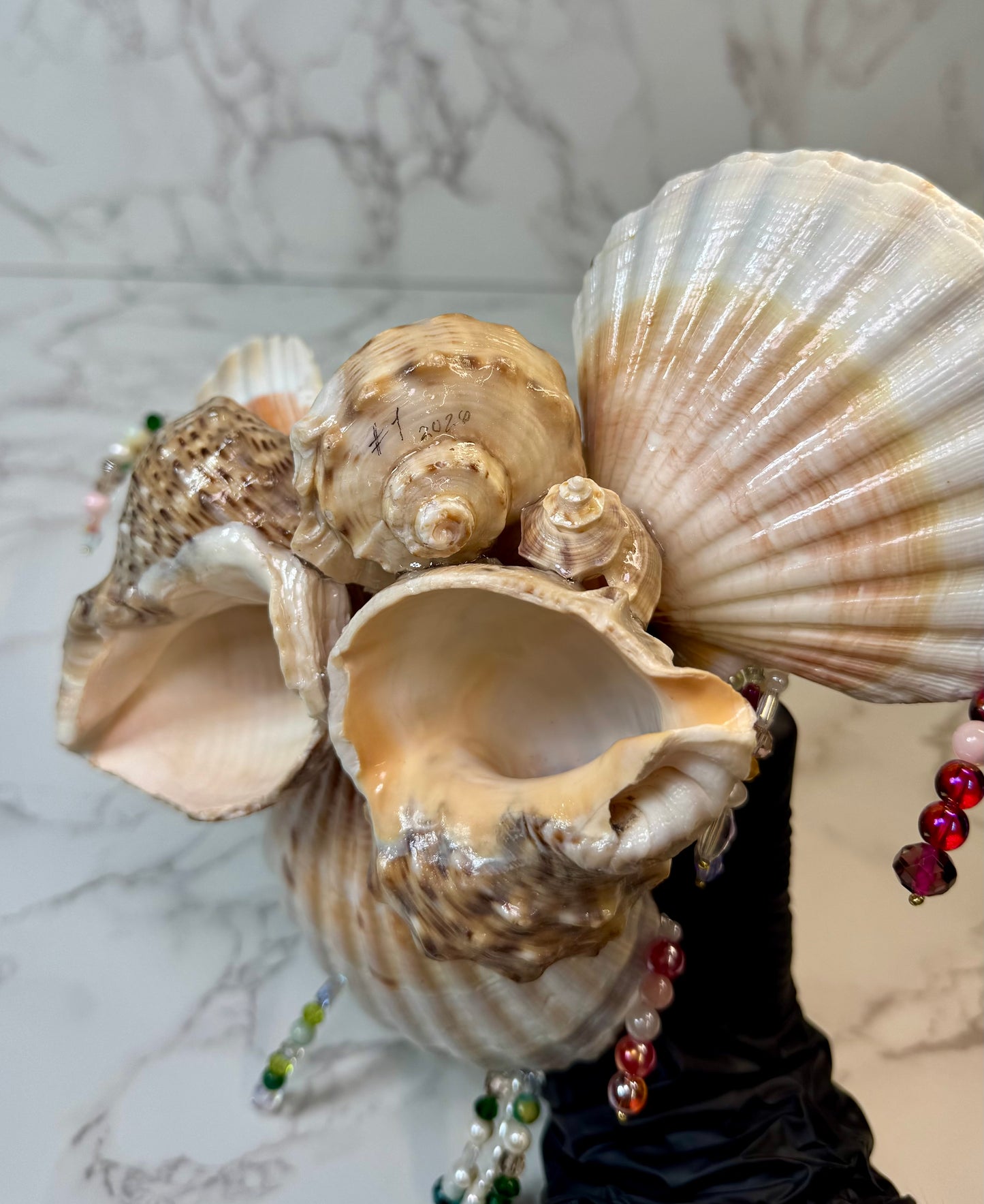 Natural Seashell Jewelry Box | Handmade Coastal Decor with Metal Pieces and Freshwater Pearls
