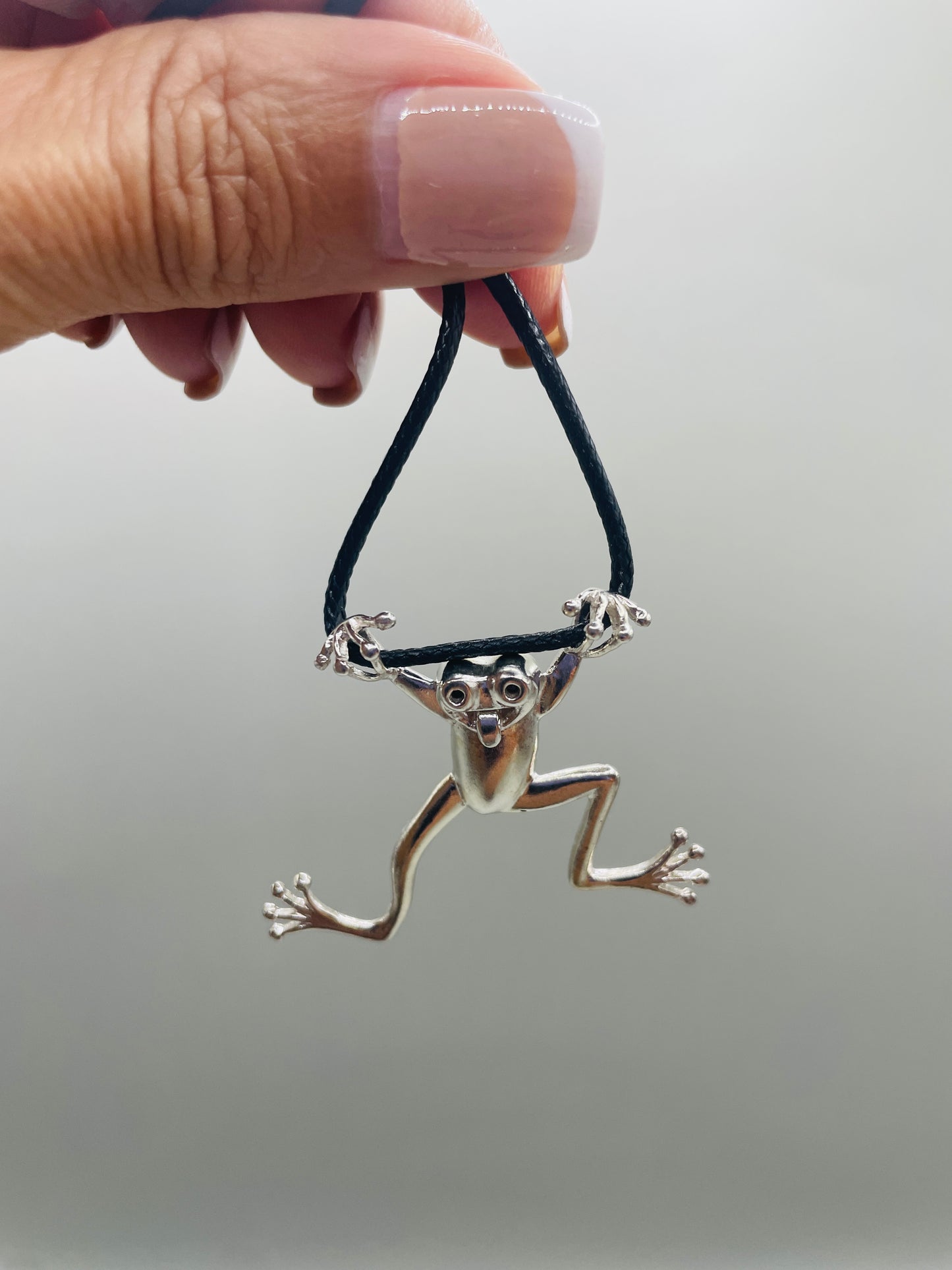 Funny Tree Frog Necklace, 925 Silver, 2D Pendant