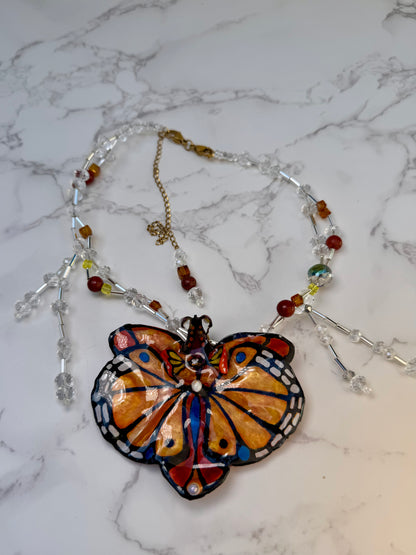 Ethereal Flutter Real Orchid Butterfly Necklace | Hand Painted Flower Jewelry | Botanical Resin Art Pendant