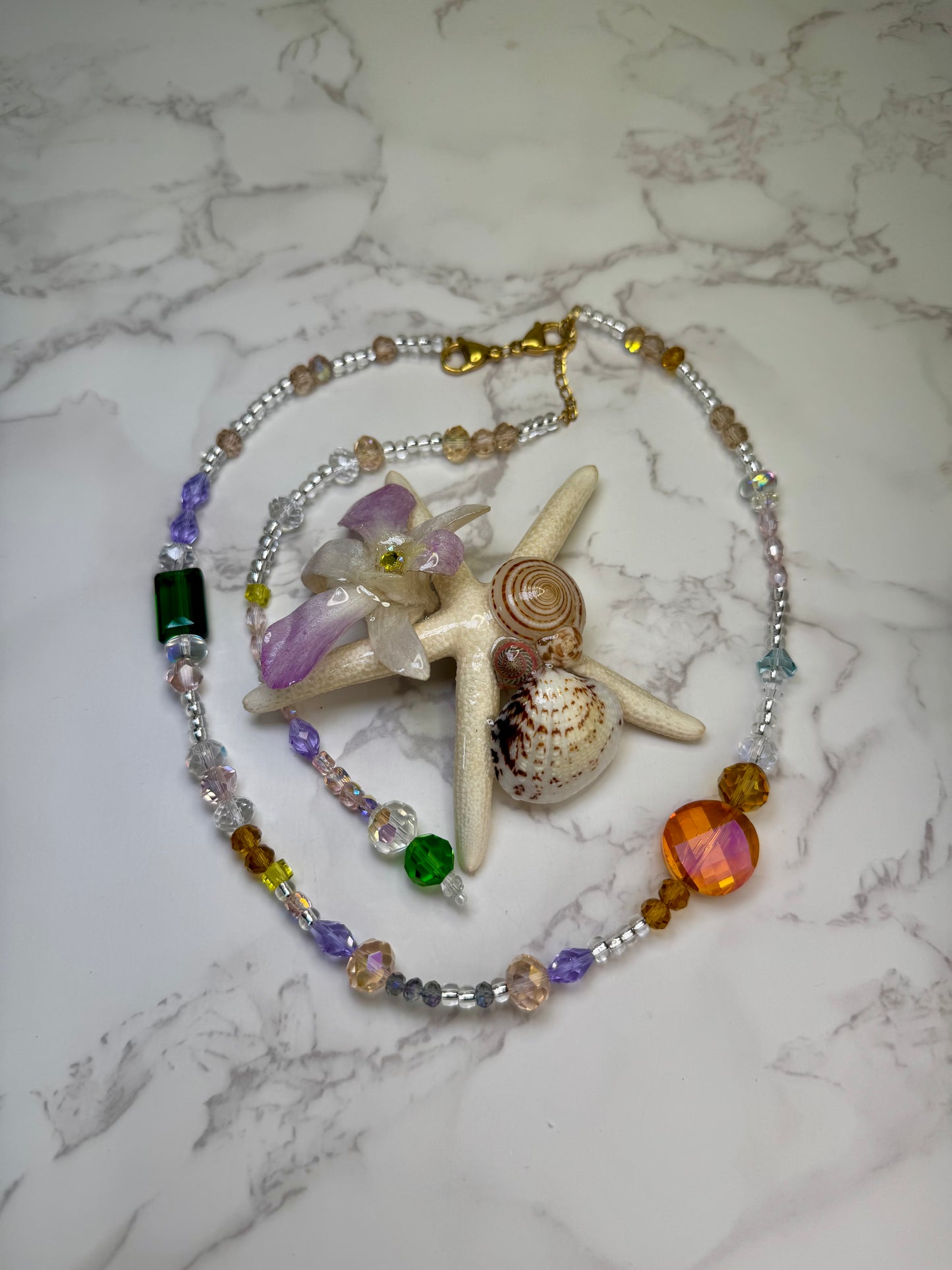 February Real Starfish & Preserved Flower Necklace | Convertible Hair Clip | Handmade Ocean & Botanical Jewelry