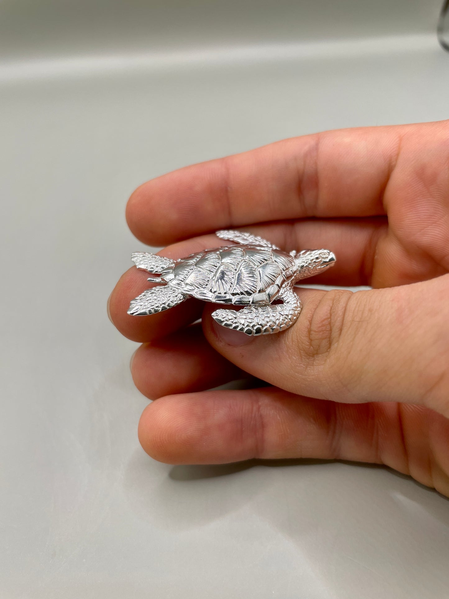 Sea Turtle Necklace, 925 Silver, 3D Pendant