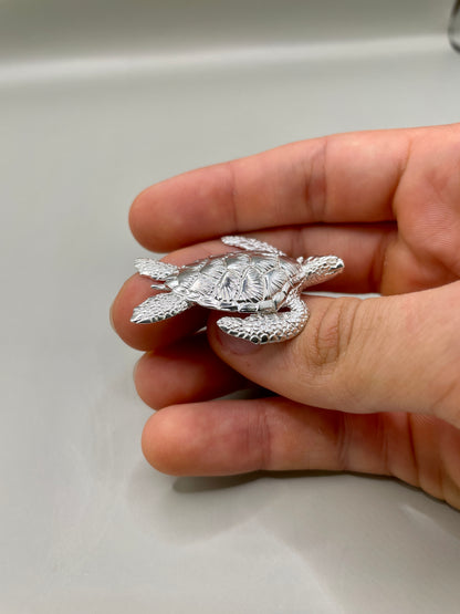 Sea Turtle Necklace, 925 Silver, 3D Pendant