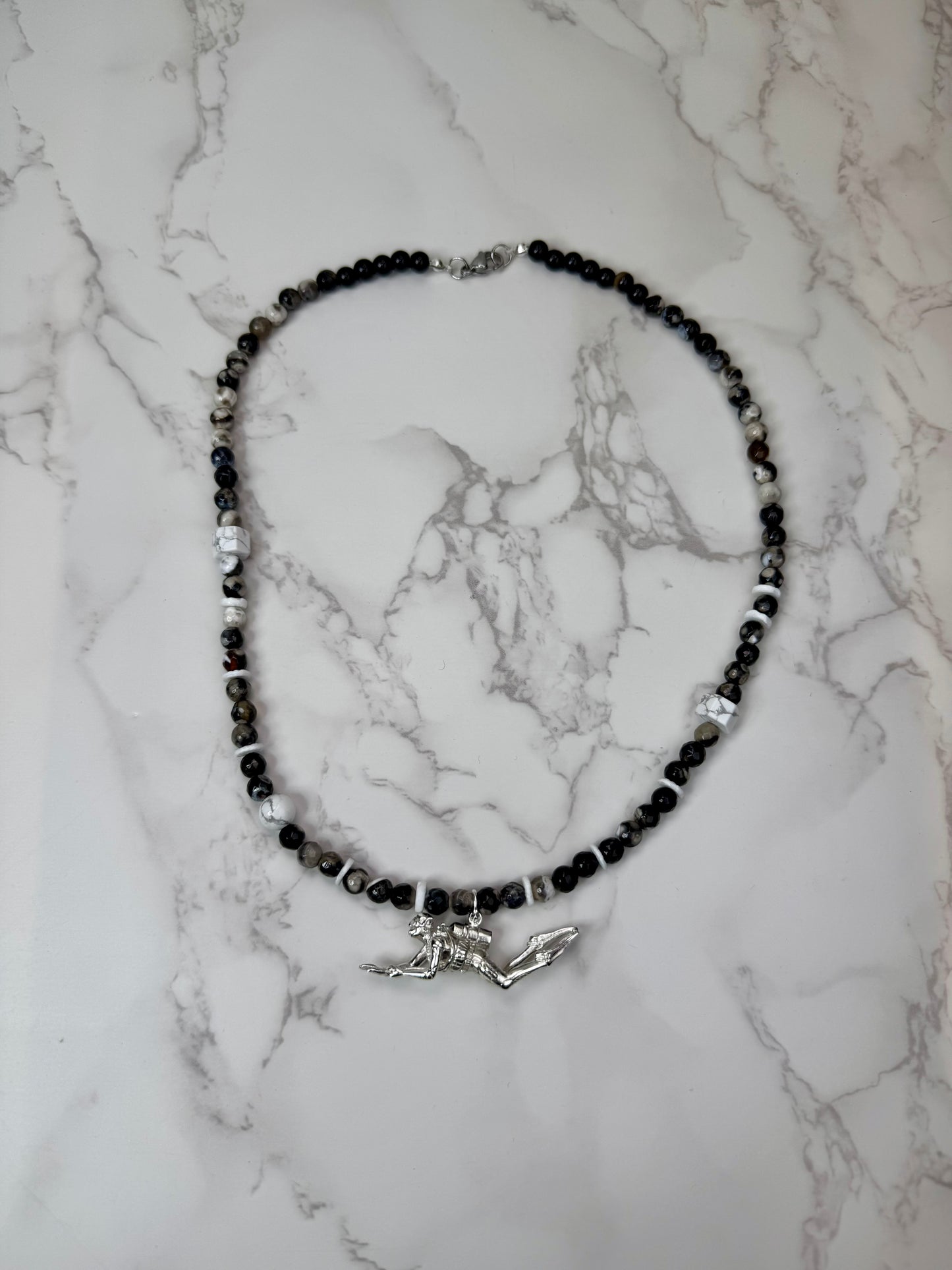 Scuba diver 925 Sterling Silver Hand Made Necklace | One-of-a-Kind Coastal Art
